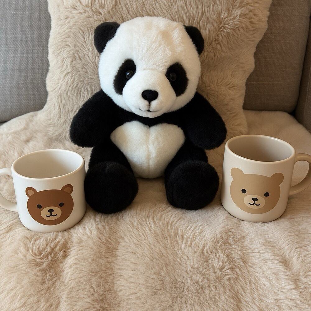 Plush Creations Panda Bear 12” Stuffed Animal Soft Black White Plush Toy Sitting